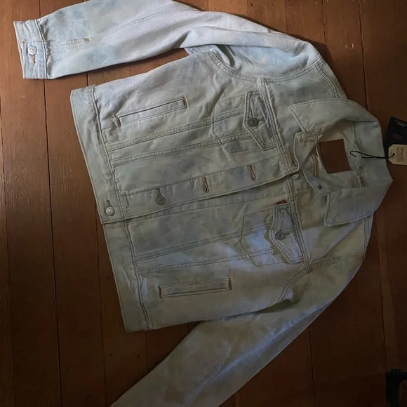 Levi’s Acid Wash Original Trucker Cropped Jean Jacket XL - Picture 5 of 12